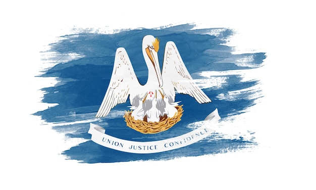 Pincelada de bandeira do estado de Louisiana, fundo de bandeira de Louisiana