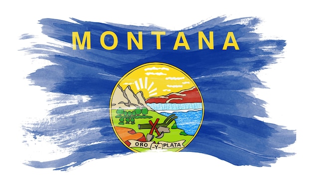 Pincelada de bandeira do estado de Montana, fundo de bandeira de Montana