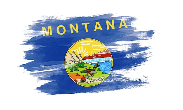 Pincelada de bandeira do estado de Montana, fundo de bandeira de Montana