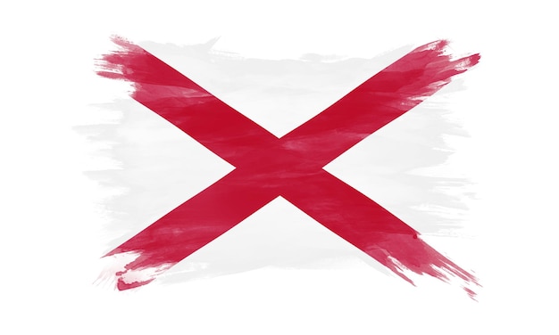 Pincelada de bandeira do estado do Alabama, fundo de bandeira do Alabama