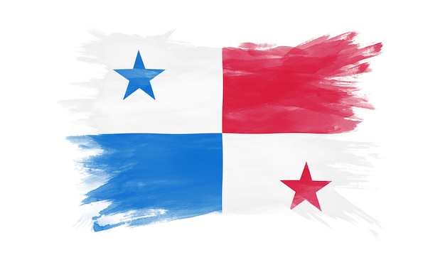 Pincelada de bandeira do Panamá, bandeira nacional em fundo branco