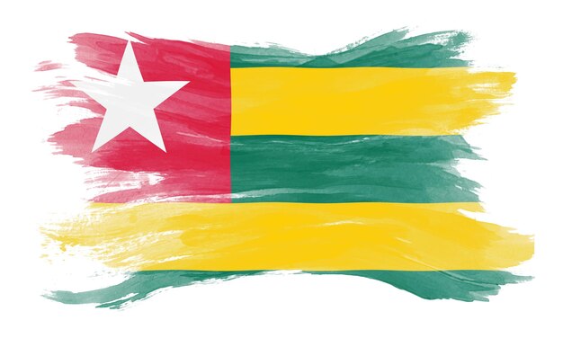 Pincelada de bandeira do Togo, bandeira nacional em fundo branco