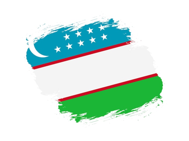 Pincelada texturizada bandeira do uzbequistão em fundo branco