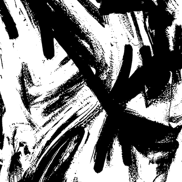 Pinceladas ásperas en negrita líneas onduladas guiones Ilustración de tinta negra dibujada a mano Pintura negra Hipster