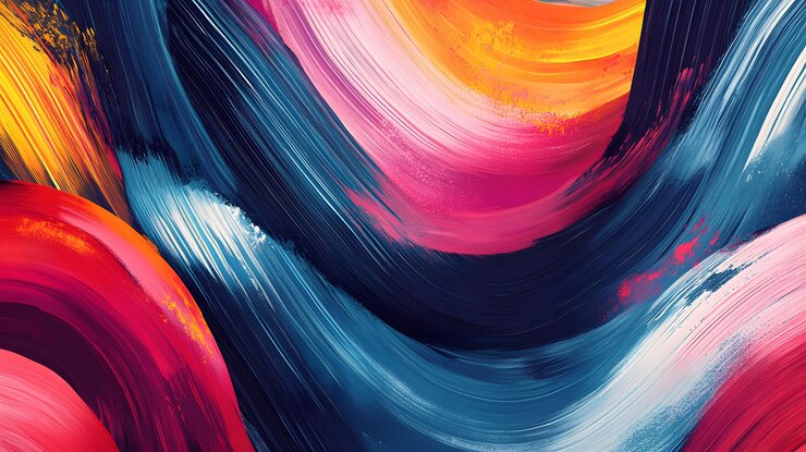 Las pinceladas curvas abstractas en colores vibrantes