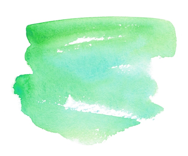 Pinceladas de aquarela verde abstratas isoladas no fundo branco