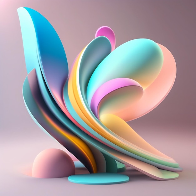 Pinceladas de cor pastel fluidas 3D