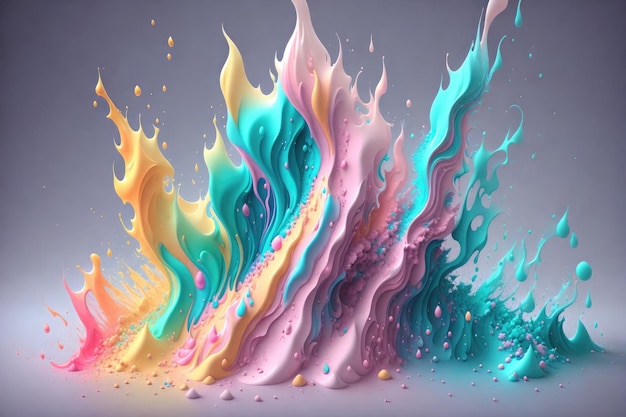 Pinceladas de cor pastel fluidas 3D