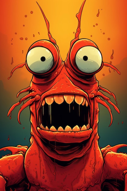 Pinchy's Lobster Adventure Eine farbenfrohe 2D-Illustration in der groeningesken Simpsons-Mode