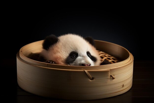 Ping Moo en un vapor de bambú