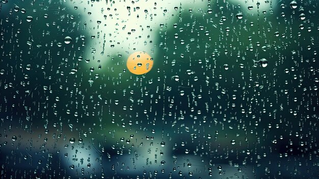 Pingos de chuva em uma janela chuvosa incorporando reflexão e uma sensação de paz