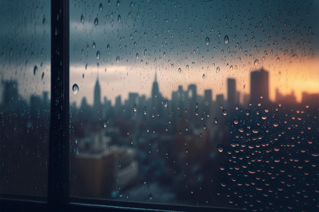 Pingos de chuva no vidro das janelas