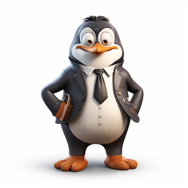 Pinguim adorável em terno de negócios Realistic Foampunk Uhd Image