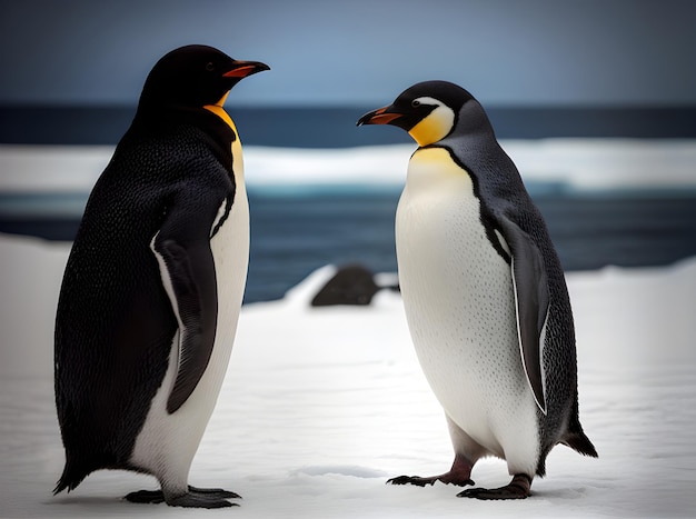 Foto pinguim antártico de alta qualidade de estilo fantástico sepiatonado detalhado