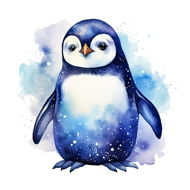 Pinguim aquarela para design de camiseta