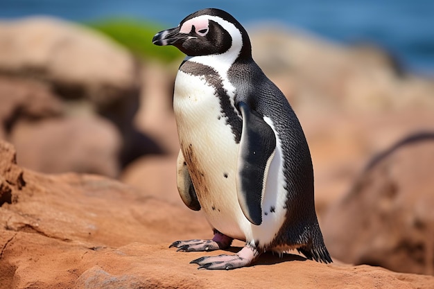 Pinguim caminhando na praia