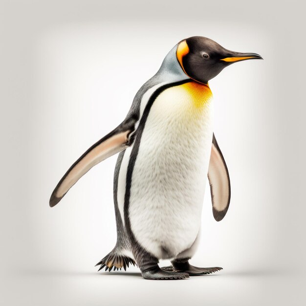 Pinguim com cabeça laranja e preta e corpo branco e bico preto Generative AI