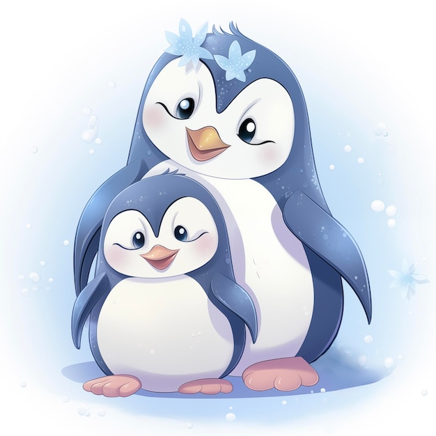 Pinguim com sua mãe