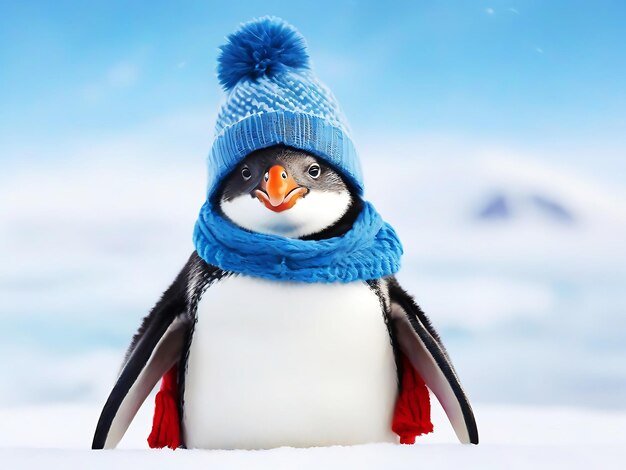 Foto pinguim de pé na praia congelada ai gerado