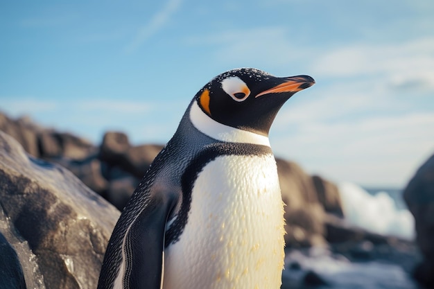 Pinguim de perto na natureza