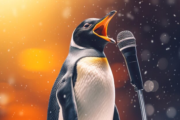 Pinguim fofinho cantando Generative AI