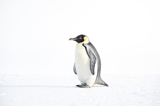 Foto pinguim imperador de pé na neve