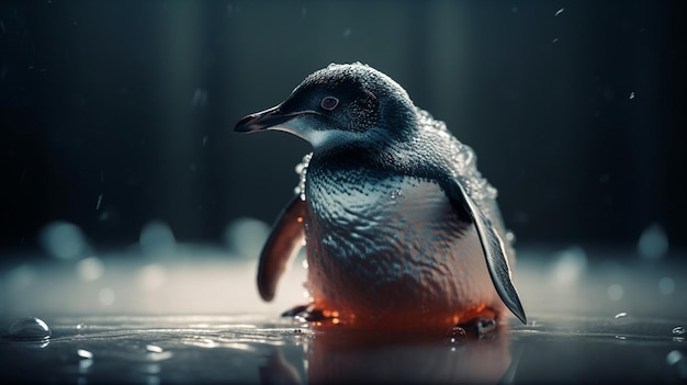Pinguim no zoológico Lindo casal de pinguinsgenerative ai
