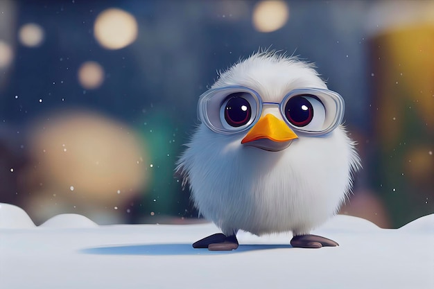 Pinguim personagem de natal pinguim bonitinho na ilustração animada de cenário de natal