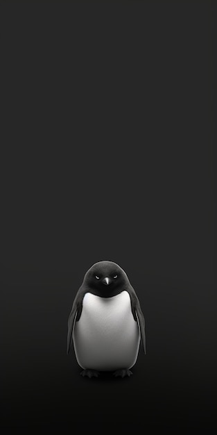 Foto pinguim preto e branco em fundo preto