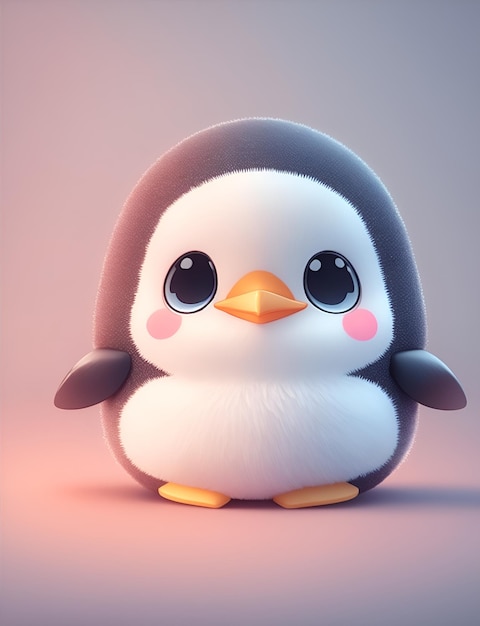 Pinguim realista inspirado em Pokémon fofos e fofos com iluminação cinematográfica