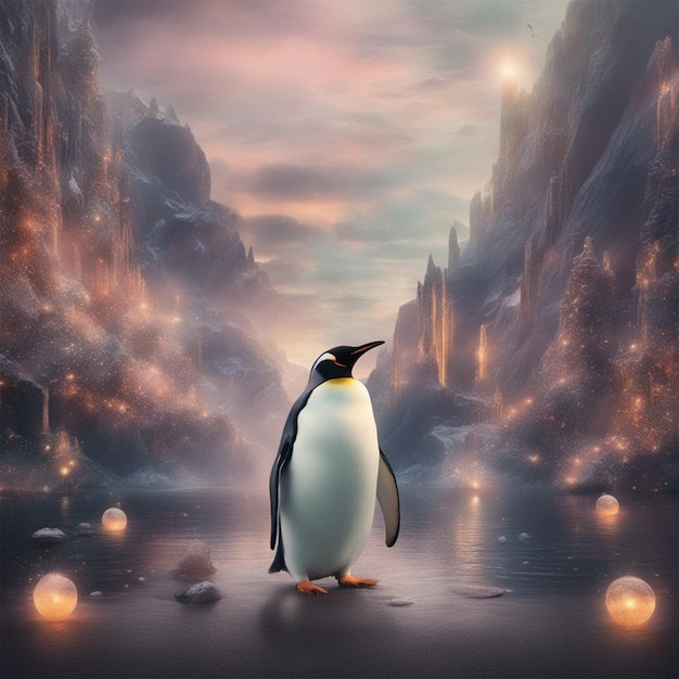 Pinguin in einer magischen Welt Tapete