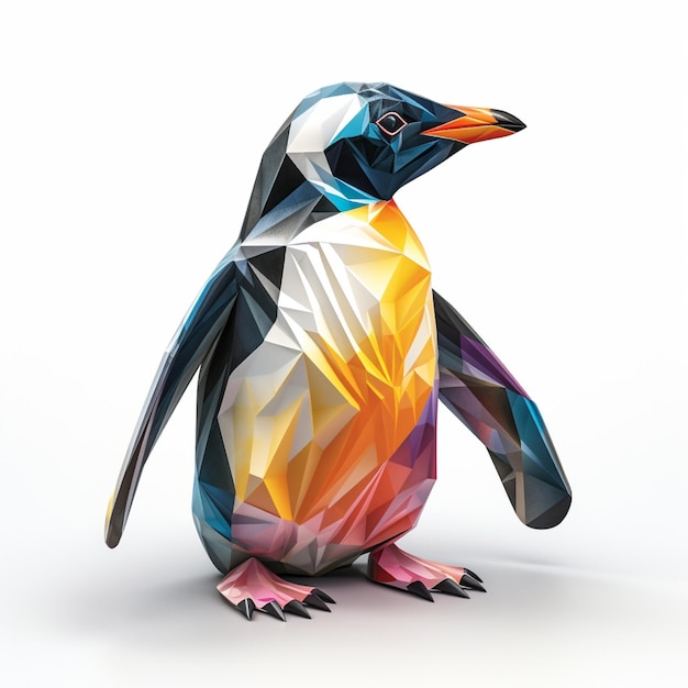 Un pingüino 3D aislado en el fondo