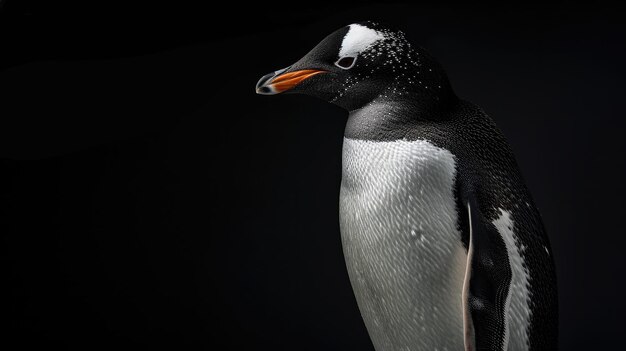 Foto el pingüino de chatham en el fondo negro sólido