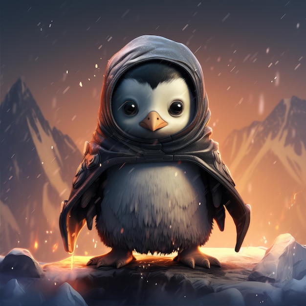 El pingüino emperador es un dibujante lindo. Tecnología de IA generativa.