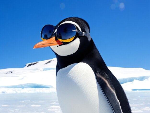 Foto un pingüino con gafas