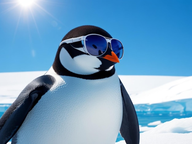 Foto un pingüino con gafas