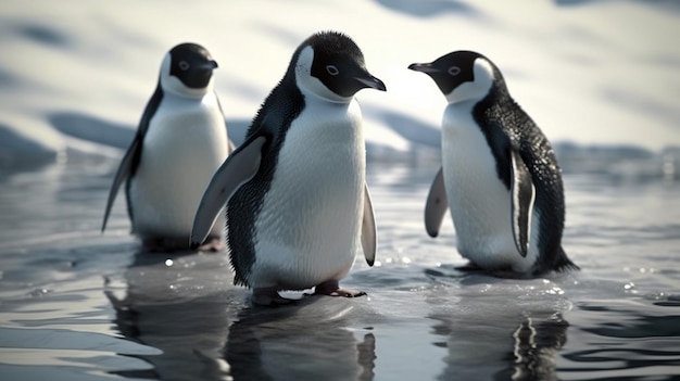 Pingüino Gentoo caminando por la playa