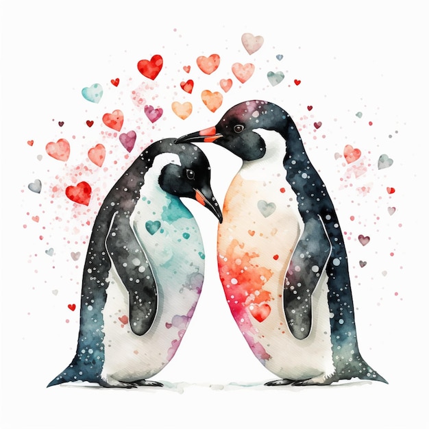 pingüino kawaii con corazón para el día de san valentín