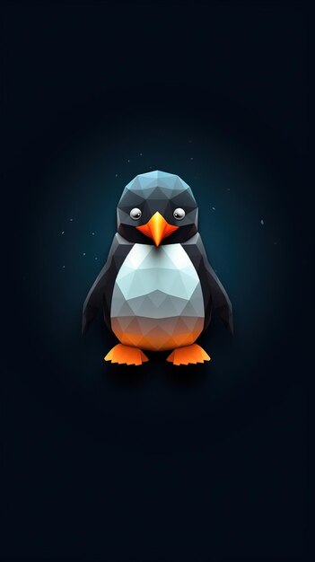 Pingüino minimalista sobre fondo oscuro IA generativa