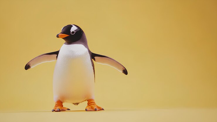 un pingüino con patas y patas naranjas