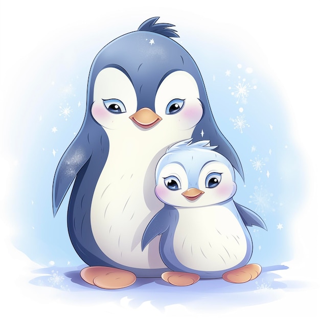 El pingüino con su madre