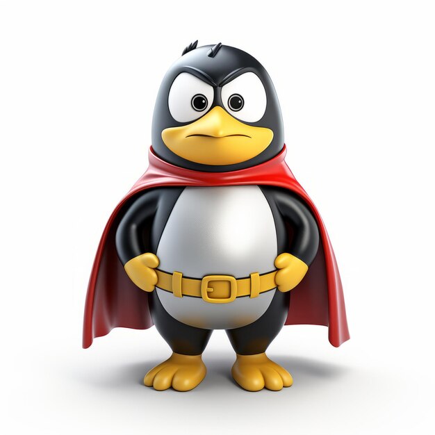 Foto el pingüino superestrella un humorístico 3d vray renderizado el superhéroe pingüino