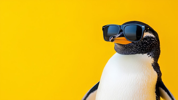 un pingüino usando gafas de sol y una bufanda con gafas de Sol en ella