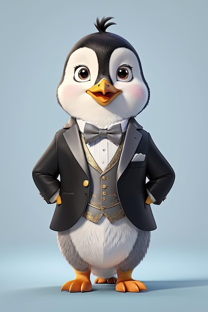 un pingüino vestido como un caballero