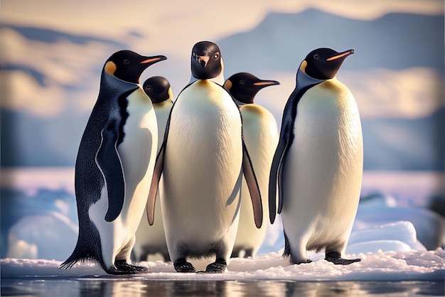 Pingüinos en hielo en el ártico