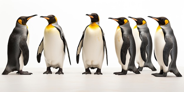 Pingüinos rey aislados sobre fondo blanco