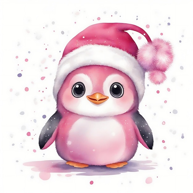 Pinguins cor-de-rosa sedutores Uma alegre ilustração de Natal