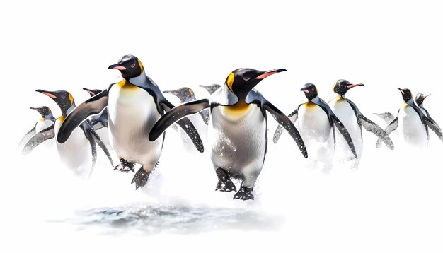 Pinguins em fundo branco