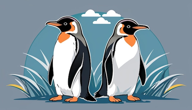 Pinguins gentoo em amor ilustração vetorial