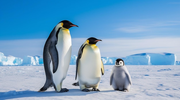 pinguins imperadores no gelo marinho no mar de Weddell